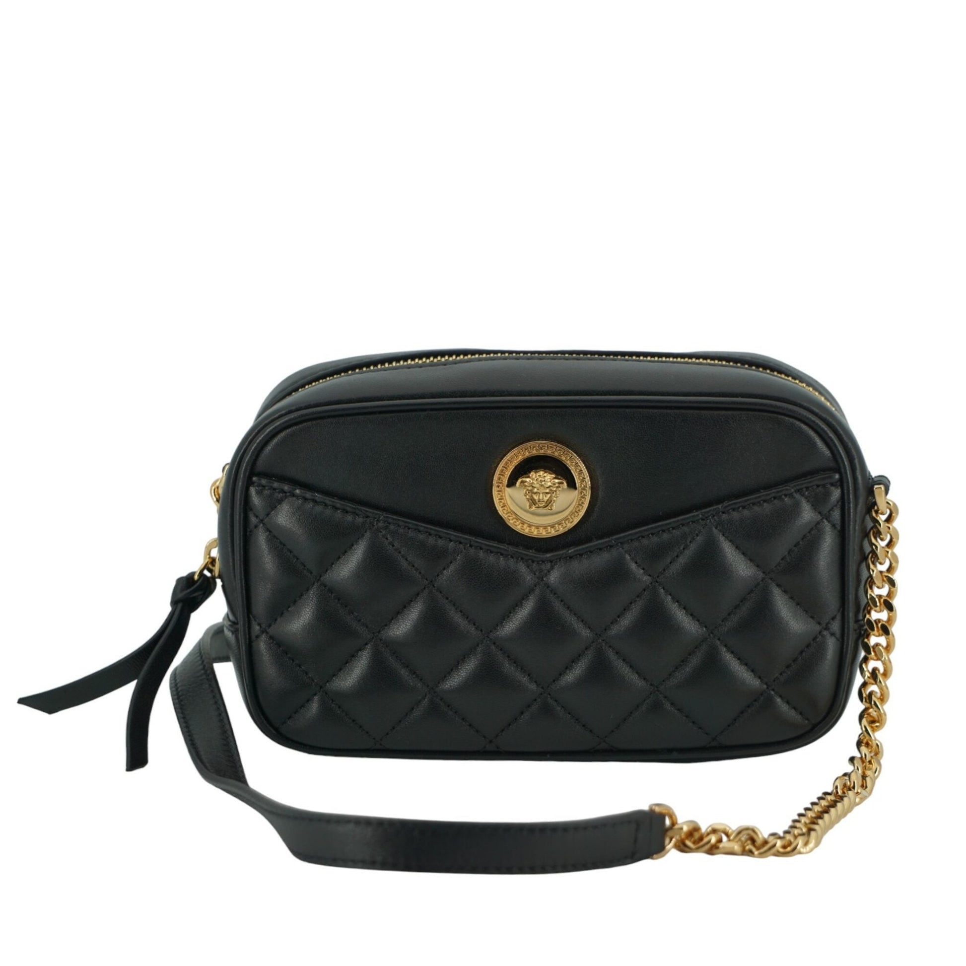 Versace Elegant Small Black Leather Crossbody Bag Versace
