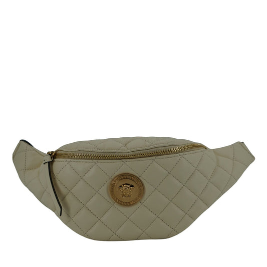 Versace Elegant White Lamb Leather Belt Bag