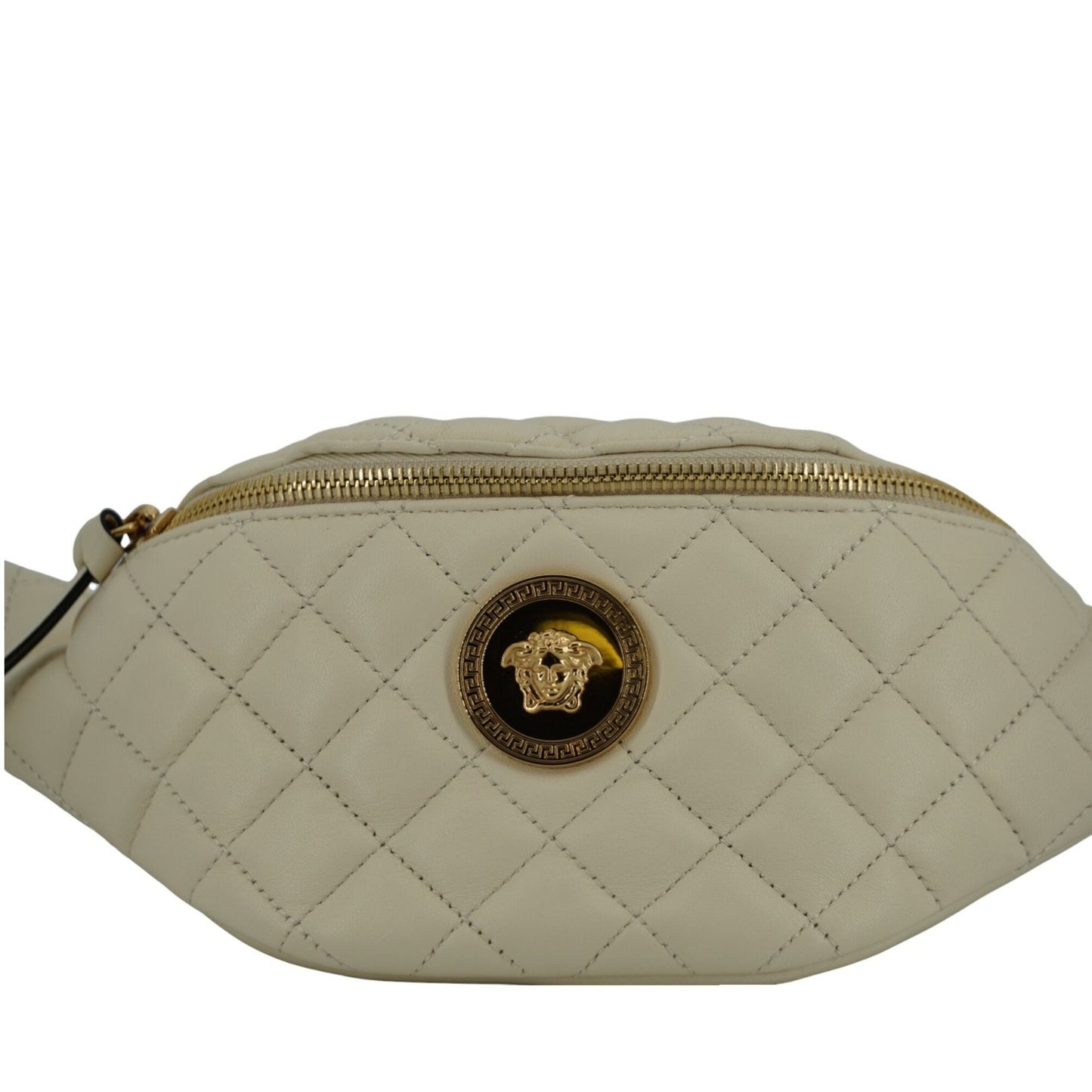 Versace Elegant White Lamb Leather Belt Bag