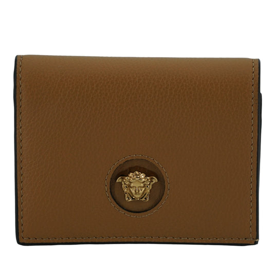 Versace Elegant Compact Leather Wallet in Brown Versace