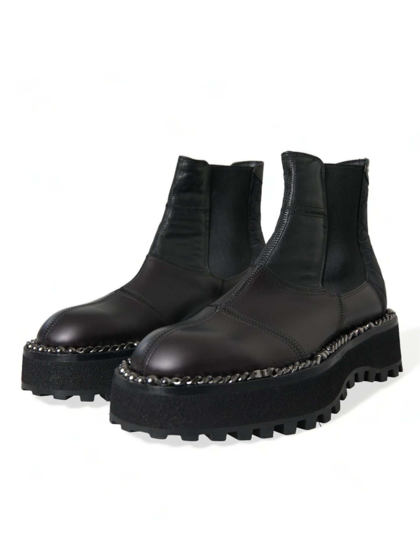 Dolce & Gabbana Black Leather Slip On Stretch Chelsea Boots Shoes Dolce & Gabbana