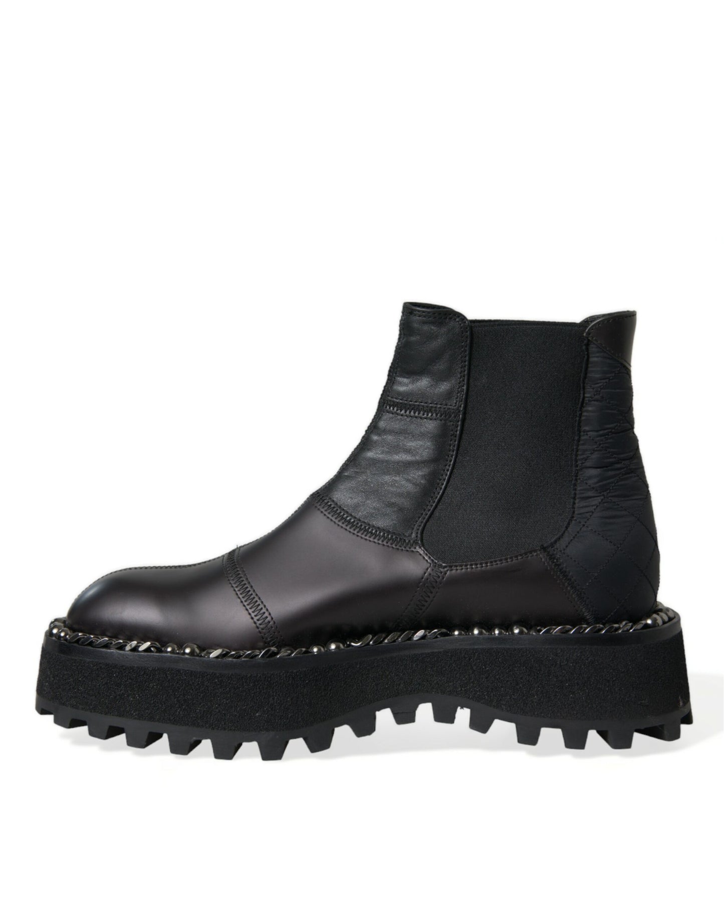 Dolce & Gabbana Black Leather Slip On Stretch Chelsea Boots Shoes Dolce & Gabbana