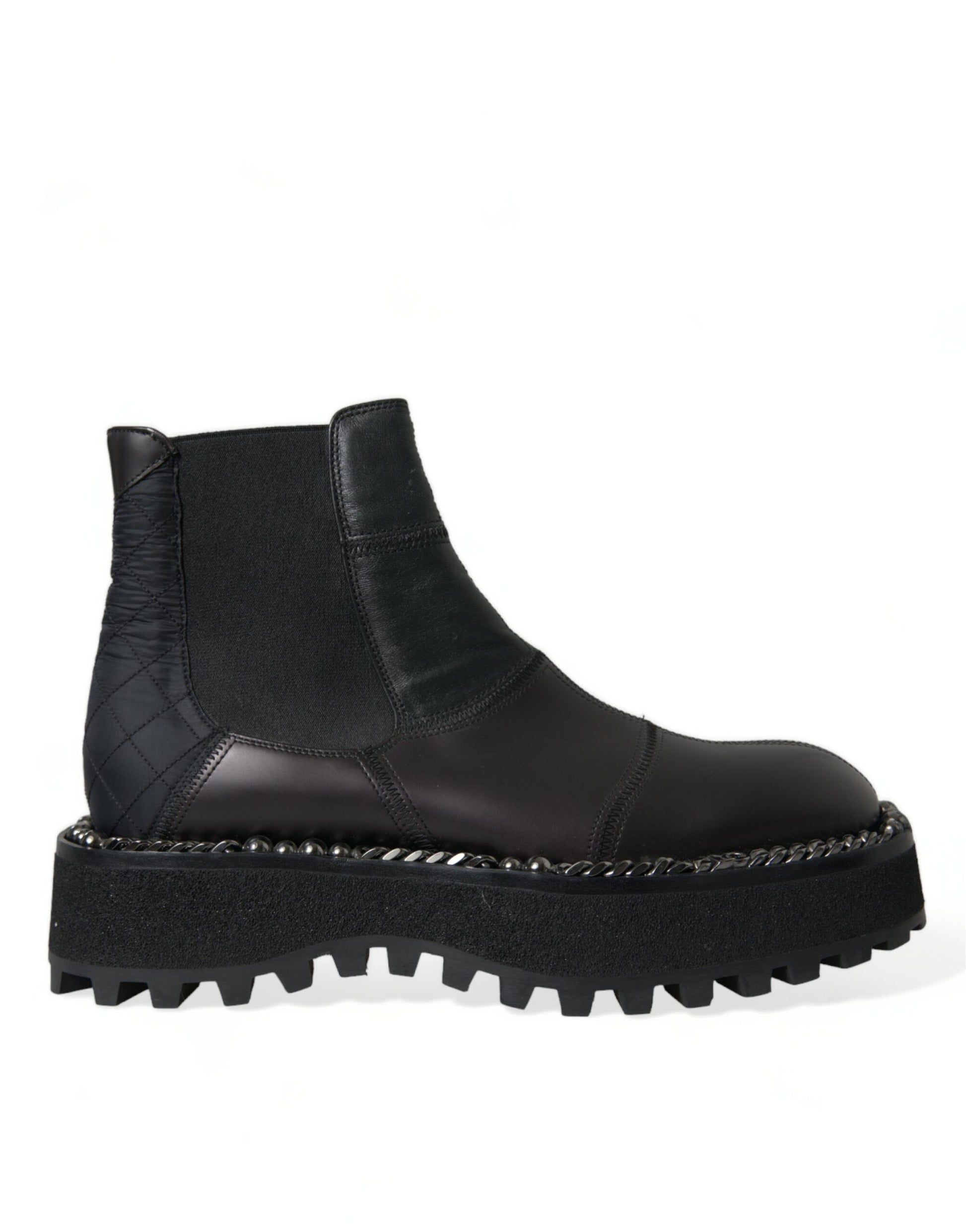 Dolce & Gabbana Black Leather Slip On Stretch Chelsea Boots Shoes Dolce & Gabbana