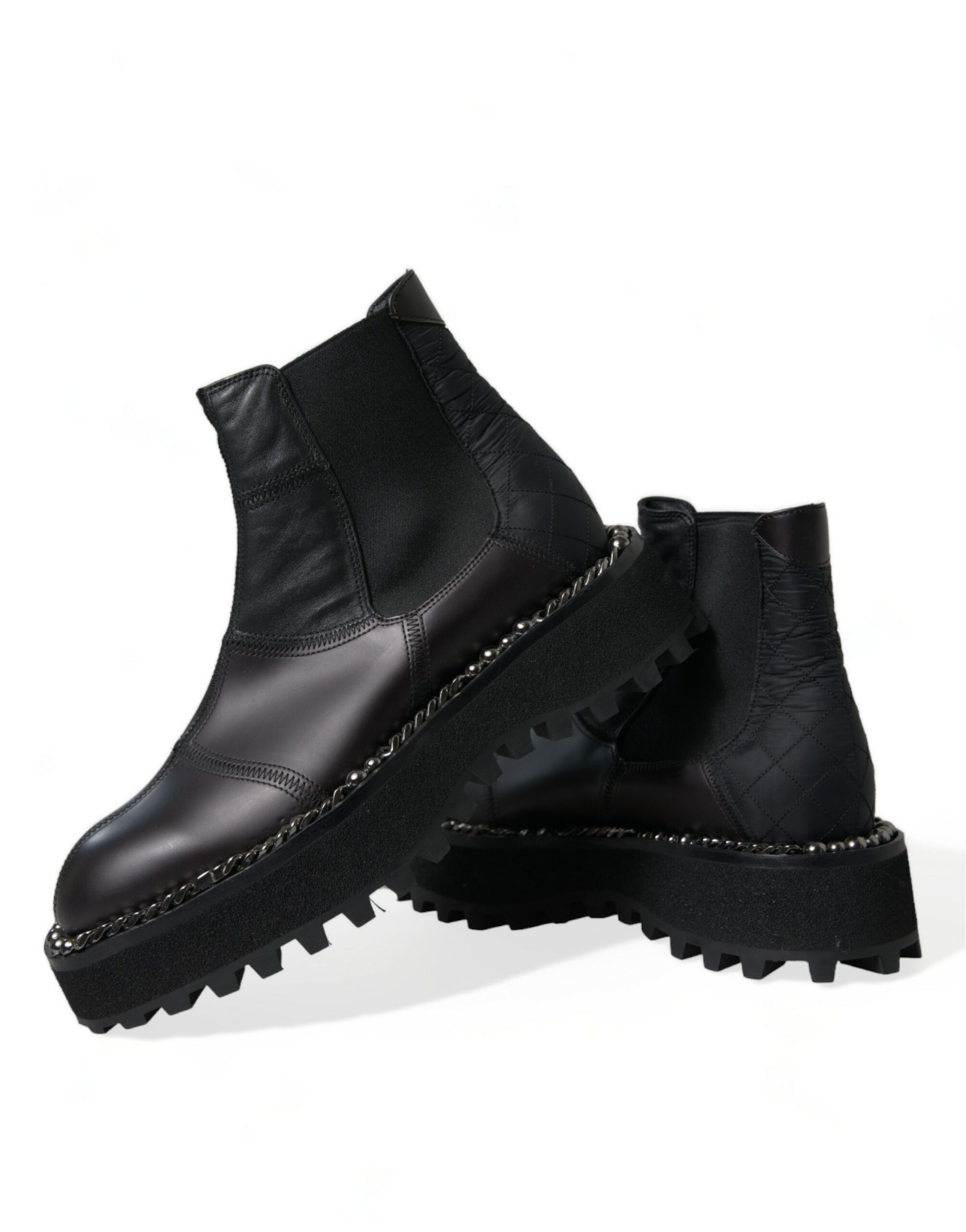 Dolce & Gabbana Black Leather Slip On Stretch Chelsea Boots Shoes Dolce & Gabbana