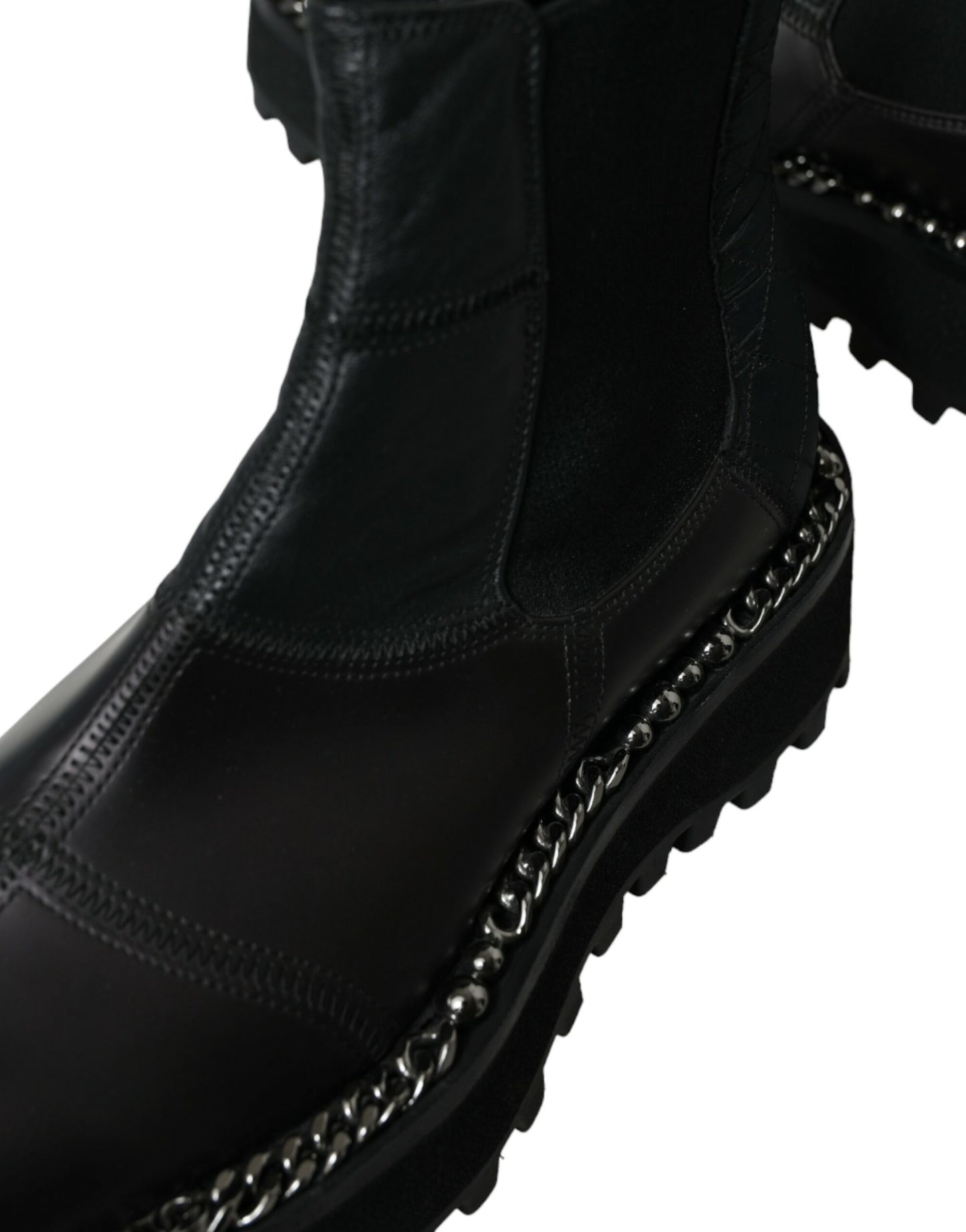 Dolce & Gabbana Black Leather Slip On Stretch Chelsea Boots Shoes Dolce & Gabbana