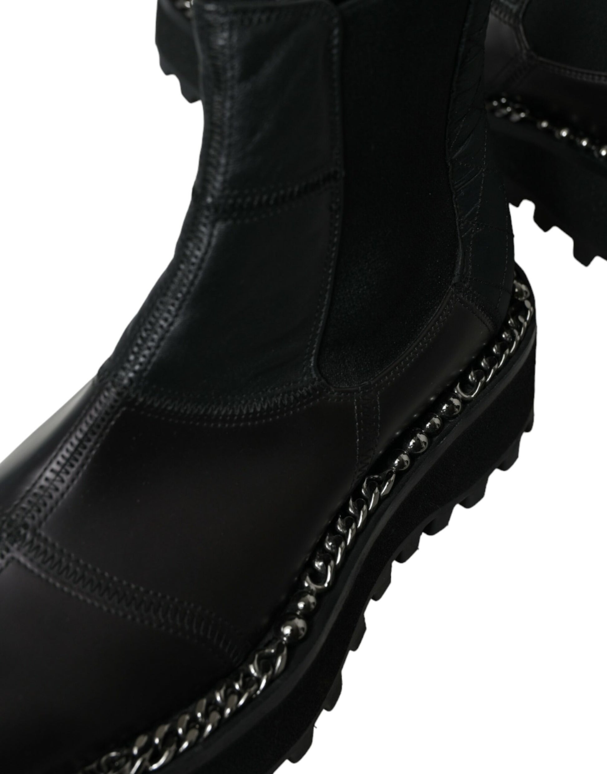 Dolce & Gabbana Black Leather Slip On Stretch Chelsea Boots Shoes Dolce & Gabbana