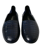 Dolce & Gabbana Blue Crocodile Leather Loafers Slip On Shoes - Eljoys Fashion 