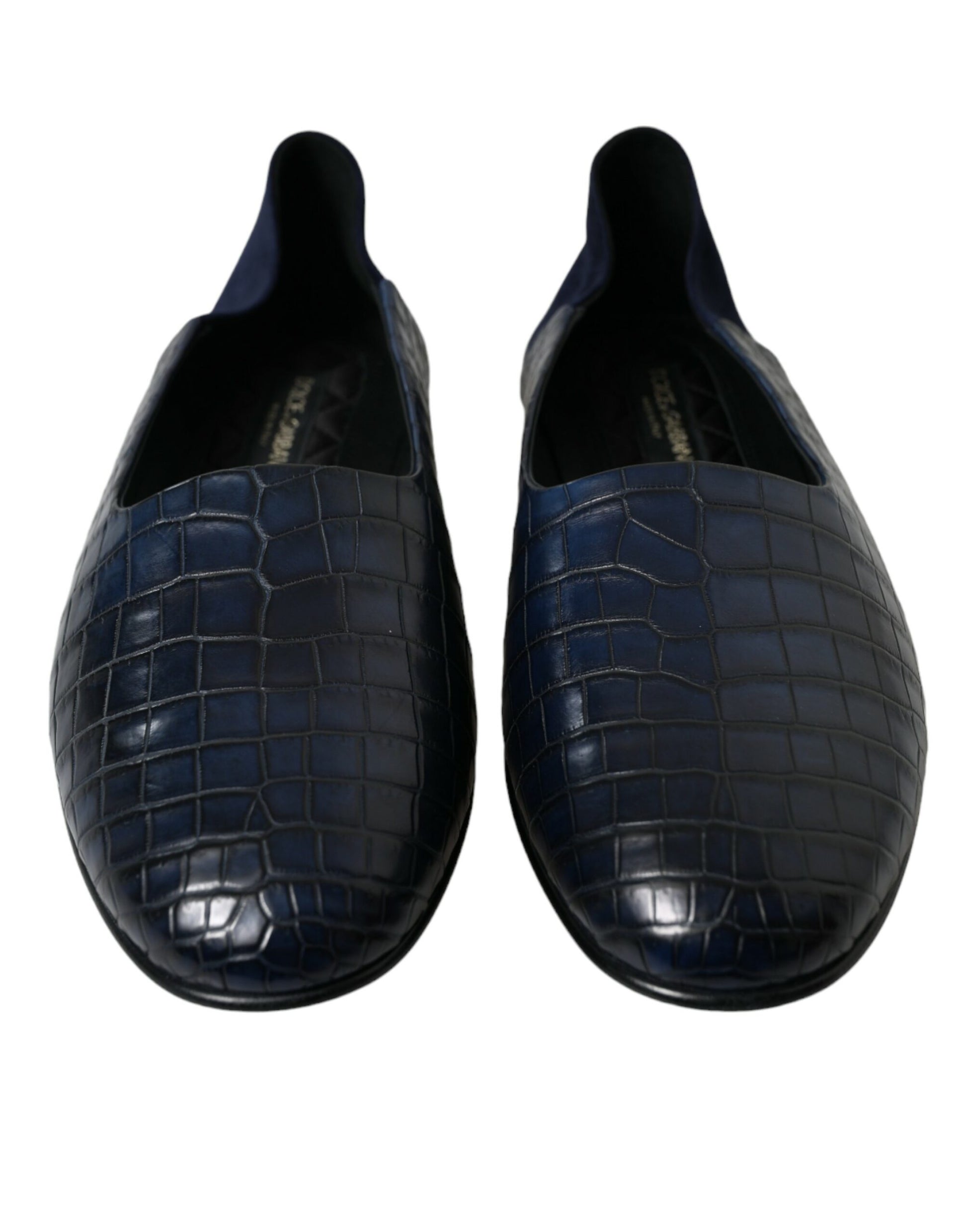 Dolce & Gabbana Blue Crocodile Leather Loafers Slip On Shoes Dolce & Gabbana