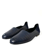 Dolce & Gabbana Blue Crocodile Leather Loafers Slip On Shoes - Eljoys Fashion 