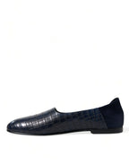 Dolce & Gabbana Blue Crocodile Leather Loafers Slip On Shoes - Eljoys Fashion 