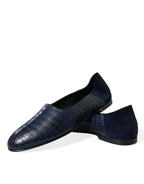 Dolce & Gabbana Blue Crocodile Leather Loafers Slip On Shoes - Eljoys Fashion 