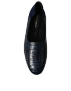 Dolce & Gabbana Blue Crocodile Leather Loafers Slip On Shoes - Eljoys Fashion 