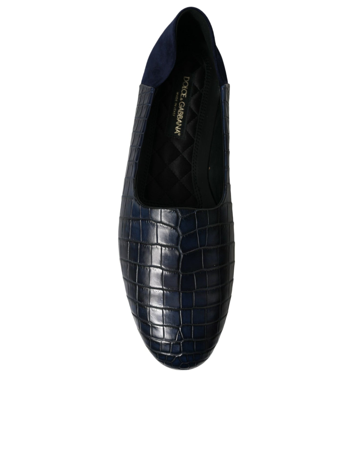 Dolce & Gabbana Blue Crocodile Leather Loafers Slip On Shoes Dolce & Gabbana