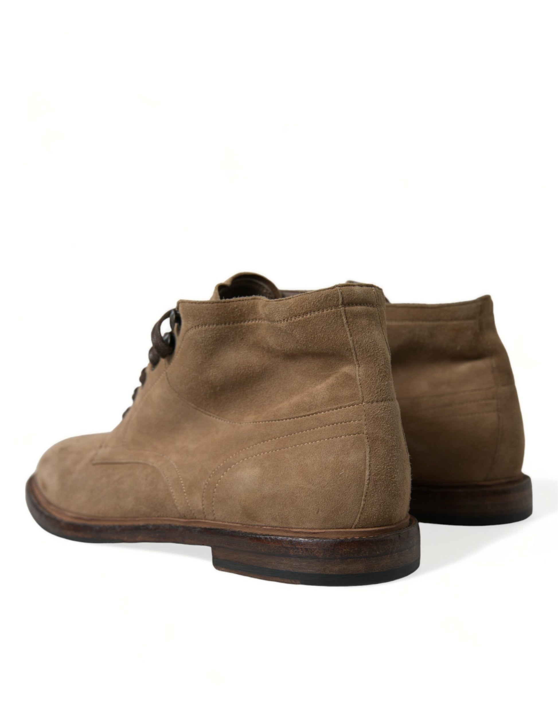 Dolce & Gabbana Brown Leather Lace Up Ankle Boots Shoes Dolce & Gabbana