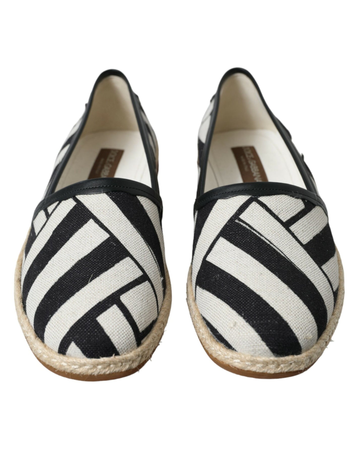 Dolce & Gabbana Beige Black Striped Canvas Espadrilles MONDELLO Shoes Dolce & Gabbana