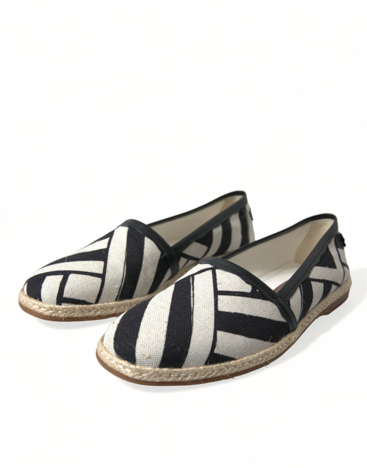 Dolce & Gabbana Beige Black Striped Canvas Espadrilles MONDELLO Shoes Dolce & Gabbana