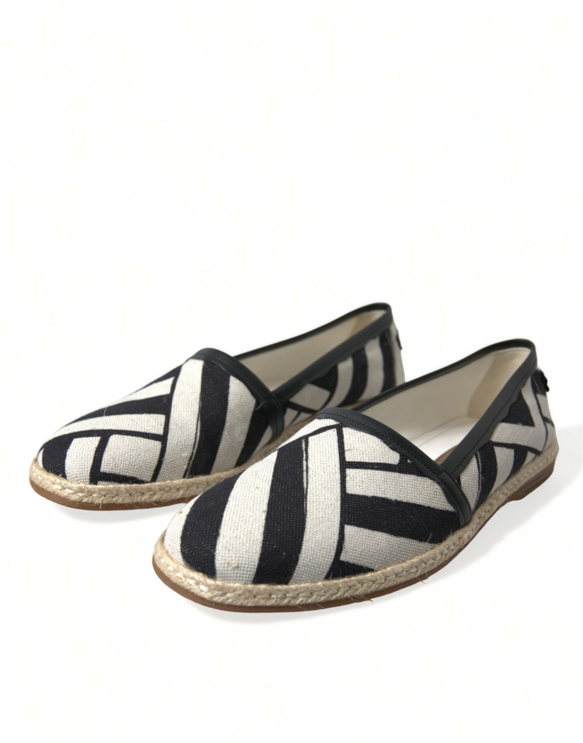 Dolce & Gabbana Beige Black Striped Canvas Espadrilles MONDELLO Shoes Dolce & Gabbana