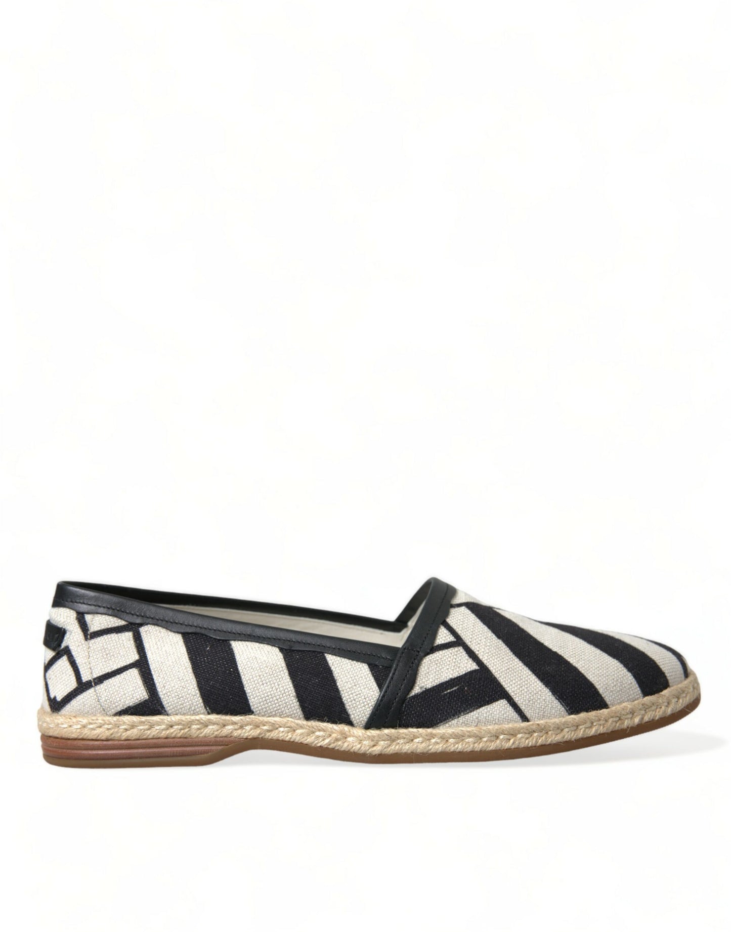 Dolce & Gabbana Beige Black Striped Canvas Espadrilles MONDELLO Shoes Dolce & Gabbana