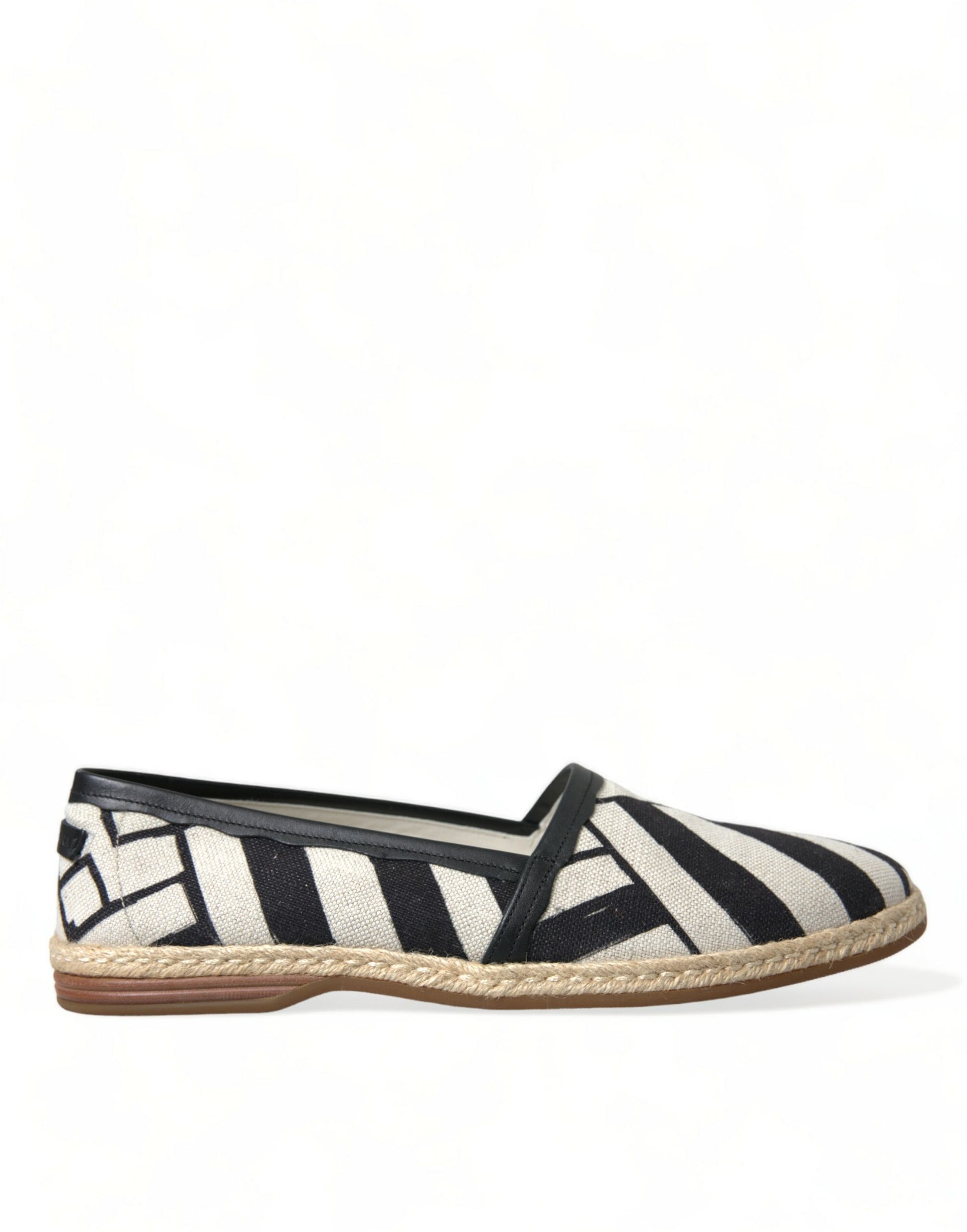 Dolce & Gabbana Beige Black Striped Canvas Espadrilles MONDELLO Shoes Dolce & Gabbana