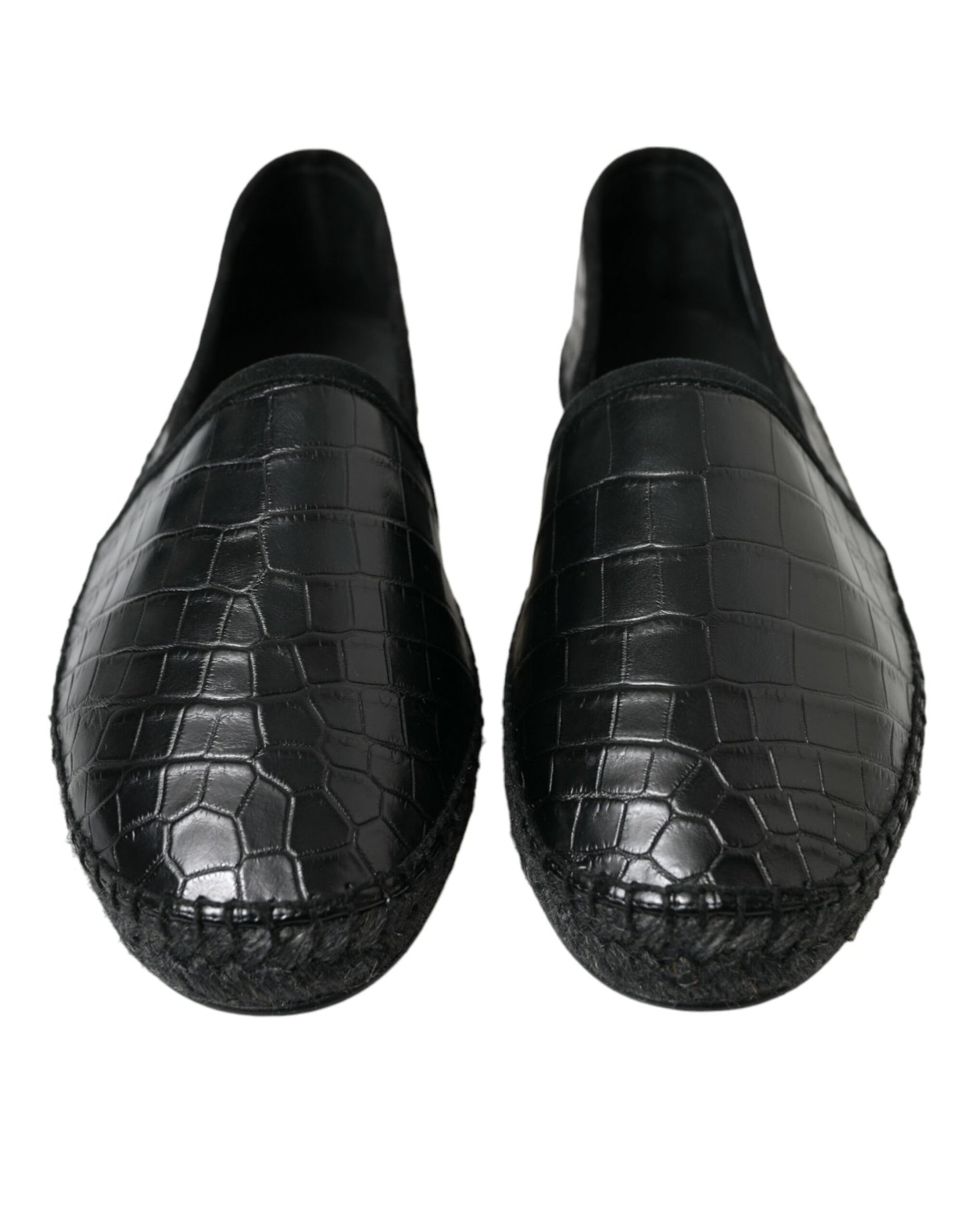 Dolce & Gabbana Black Exotic Leather Espadrilles Slip On Shoes Dolce & Gabbana