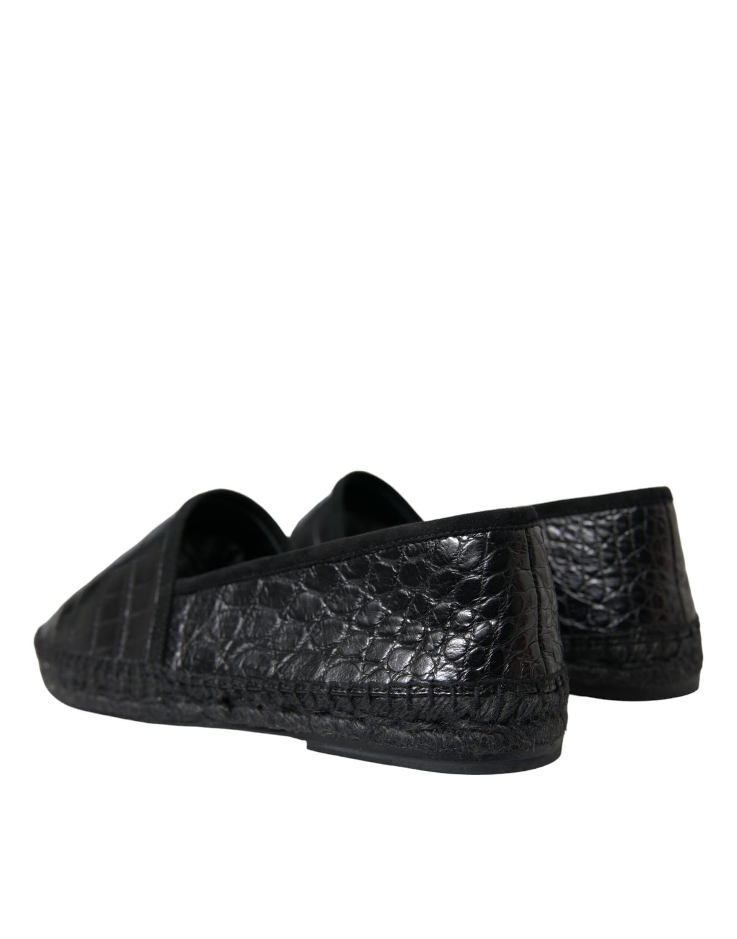 Dolce & Gabbana Black Exotic Leather Espadrilles Slip On Shoes Dolce & Gabbana