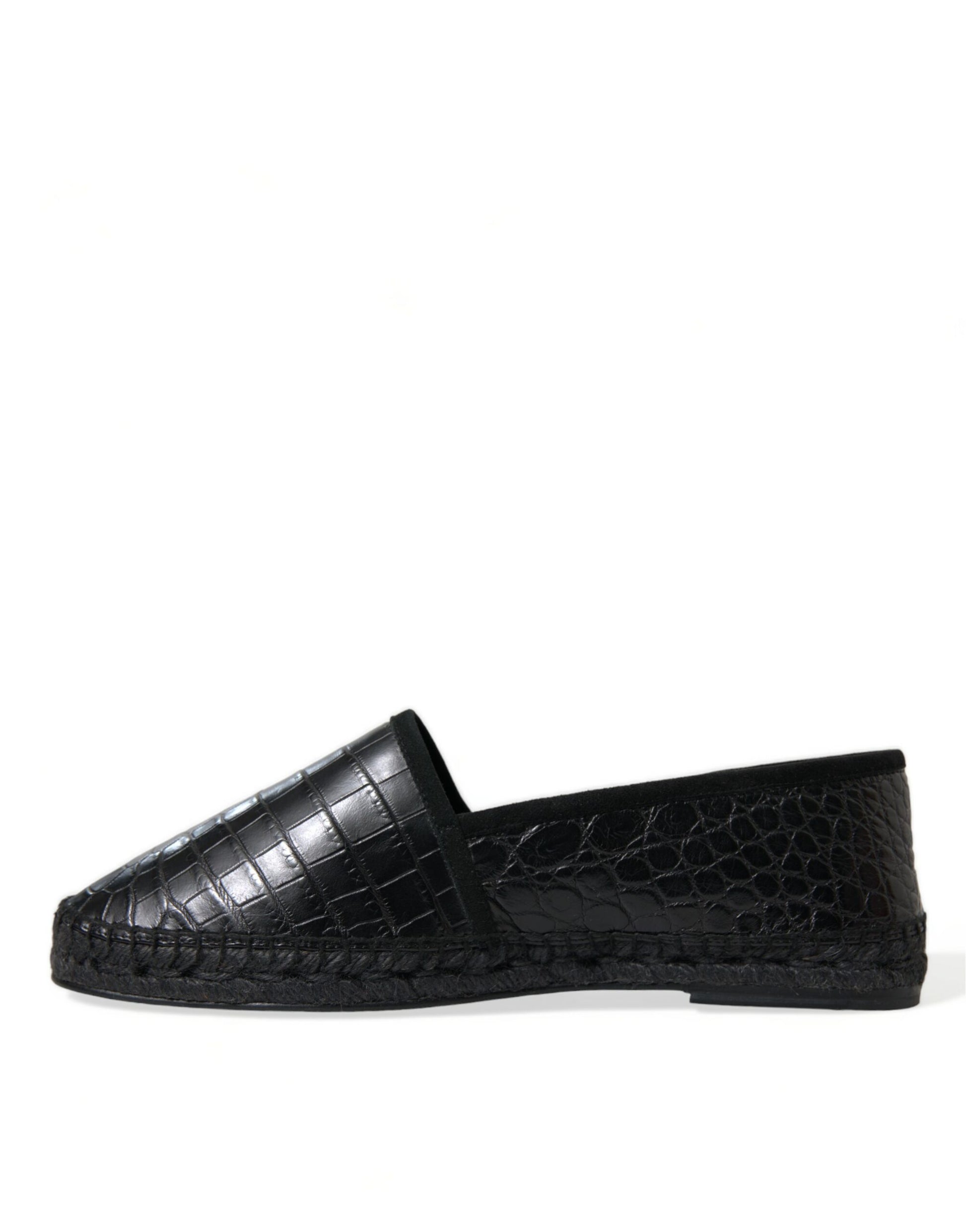 Dolce & Gabbana Black Exotic Leather Espadrilles Slip On Shoes Dolce & Gabbana