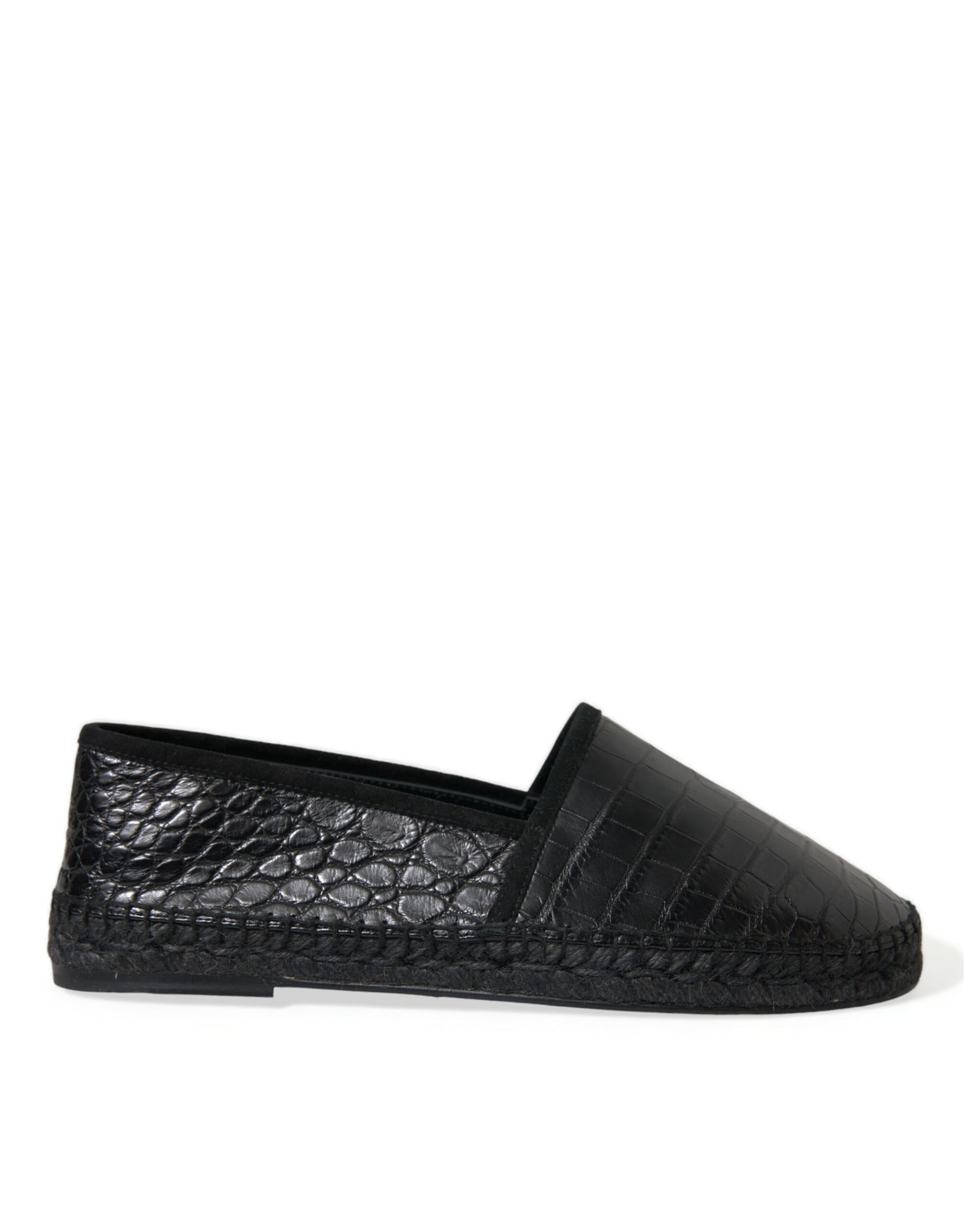 Dolce & Gabbana Black Exotic Leather Espadrilles Slip On Shoes Dolce & Gabbana