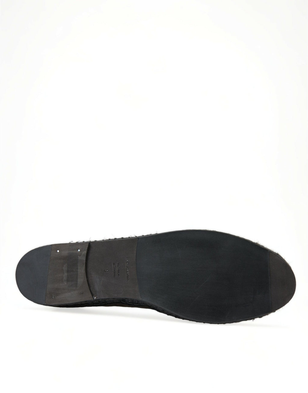 Dolce & Gabbana black exotic leather espadrille slip-on shoes with natural jute sole and stylish design.