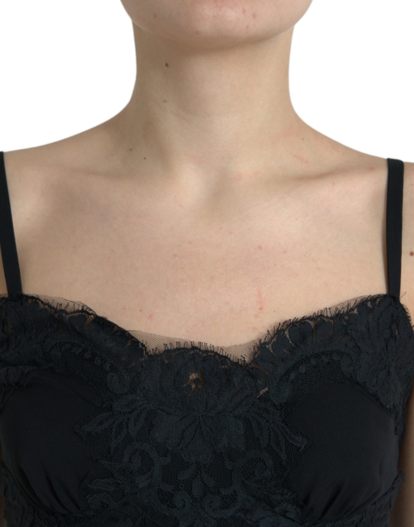 Dolce & Gabbana Black Silk Stretch Lace Sleeveless Tank Top Dolce & Gabbana