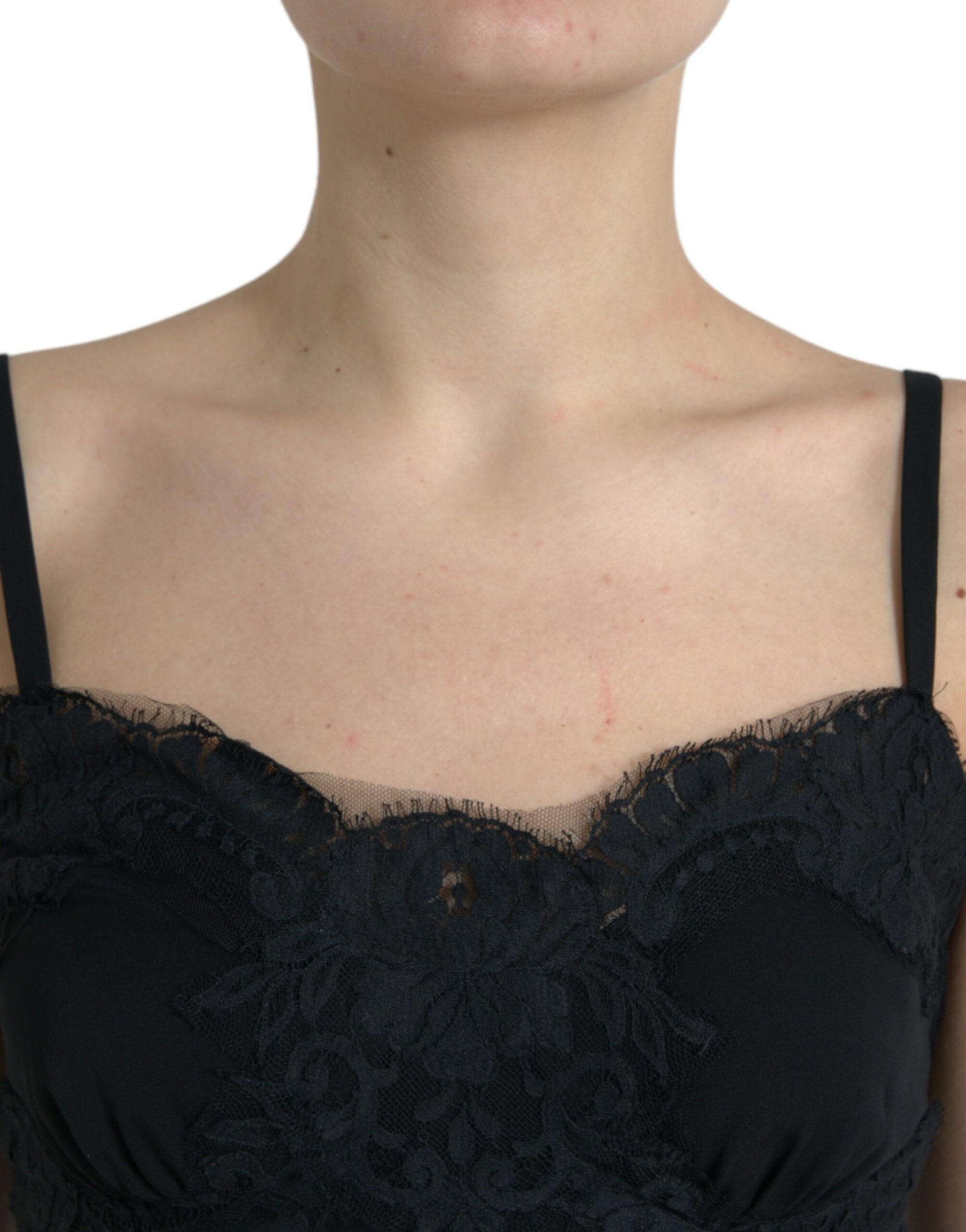 Dolce & Gabbana Black Silk Stretch Lace Sleeveless Tank Top Dolce & Gabbana