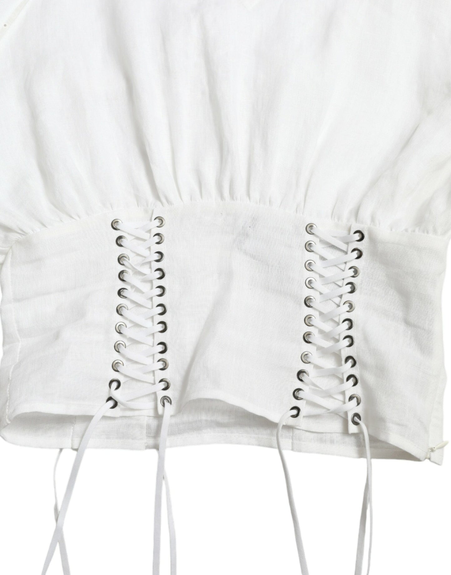 Dolce & Gabbana White Cotton Corset Cropped Long Sleeves Topclothing Dolce & Gabbana