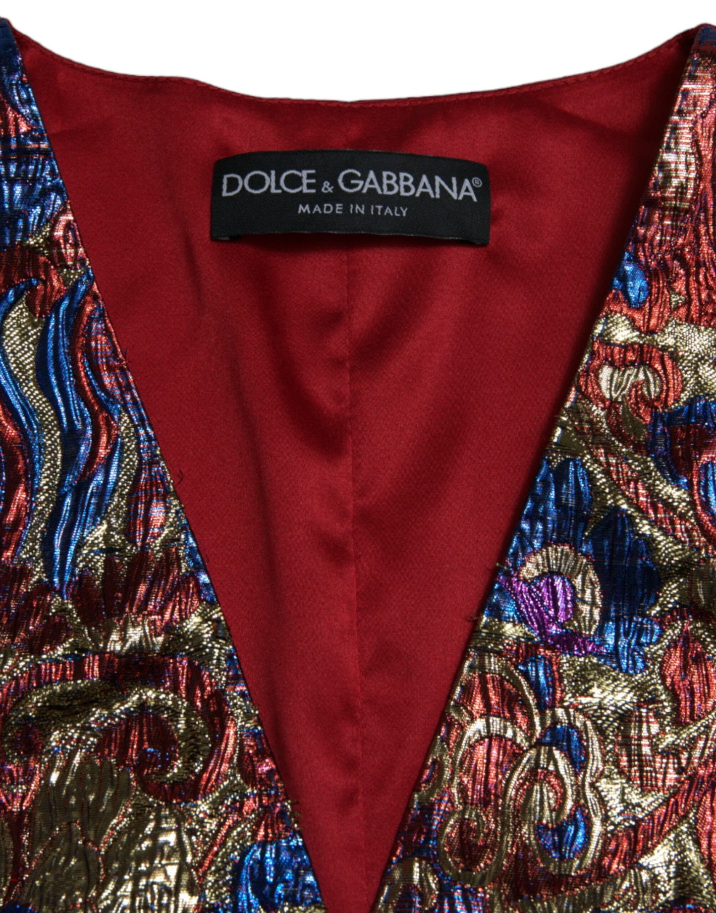 Dolce & Gabbana Multicolor Jacquard Button Waistcoat Vest Top Dolce & Gabbana
