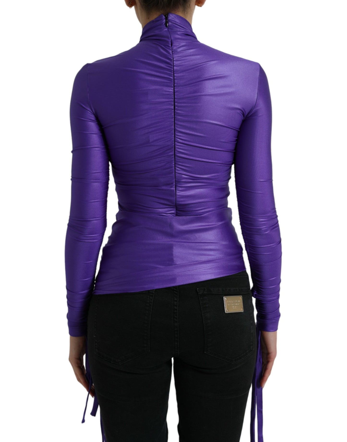 Dolce & Gabbana Purple Nylon Stretch Slim Long Sleeves Top Dolce & Gabbana