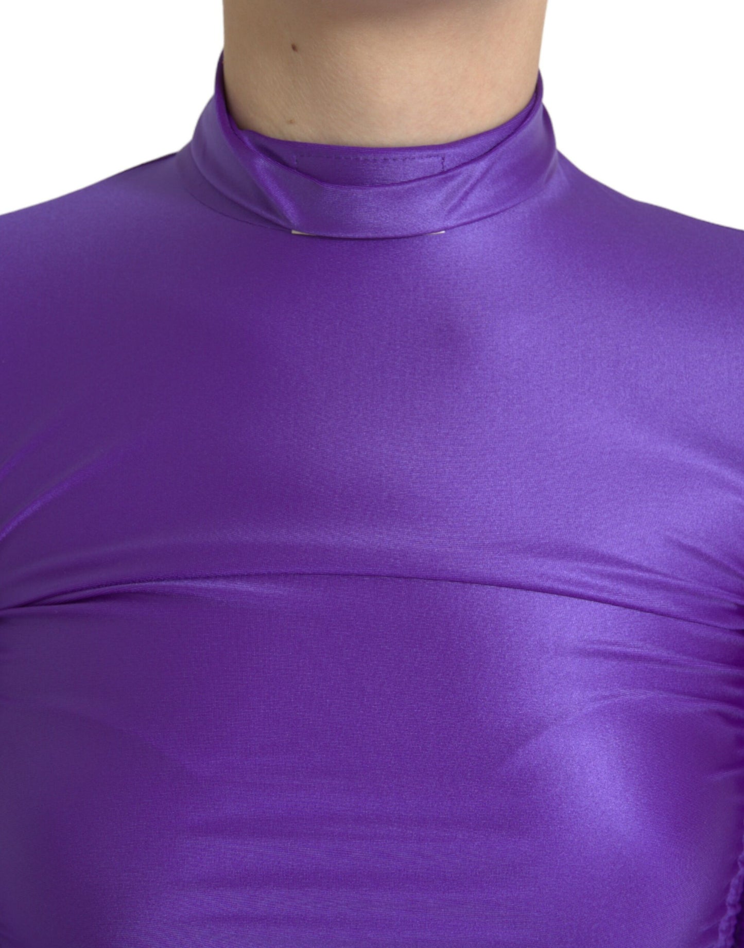 Dolce & Gabbana Purple Nylon Stretch Slim Long Sleeves Top Dolce & Gabbana