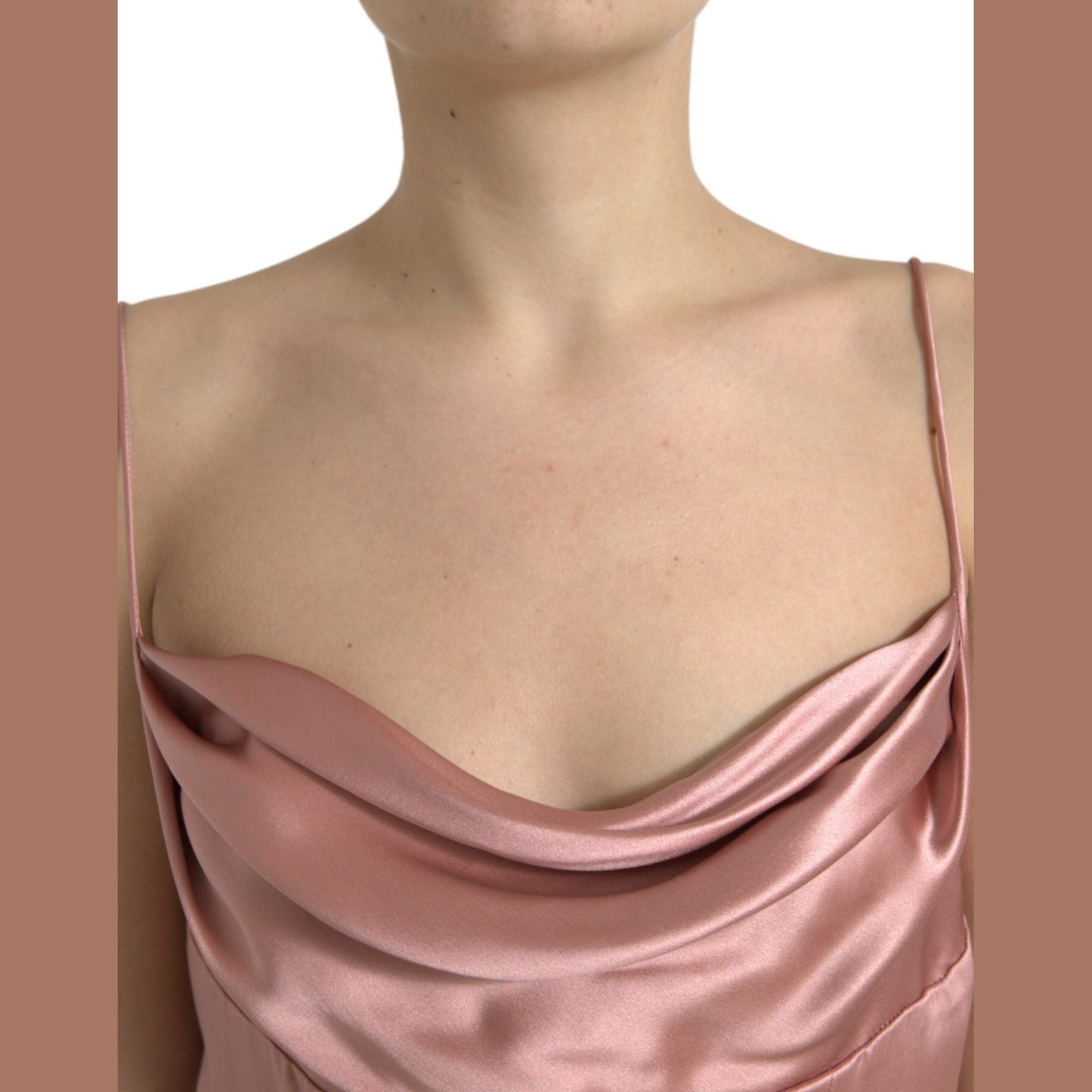 Dolce & Gabbana Pink Silk Spaghetti Straps Long Gown Dress