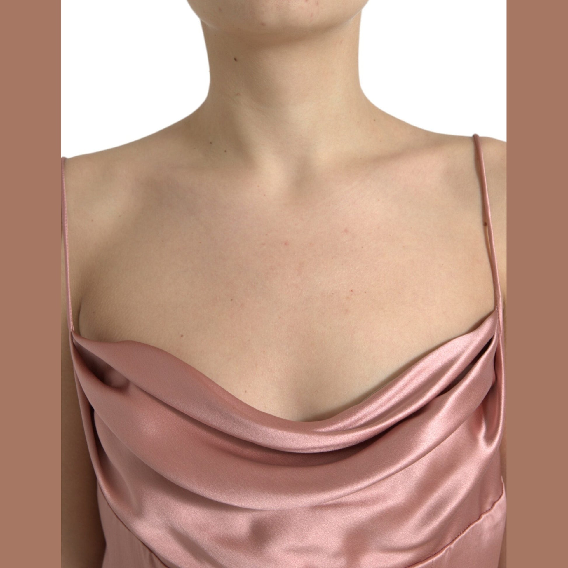 Dolce & Gabbana Pink Silk Spaghetti Straps Long Gown Dress