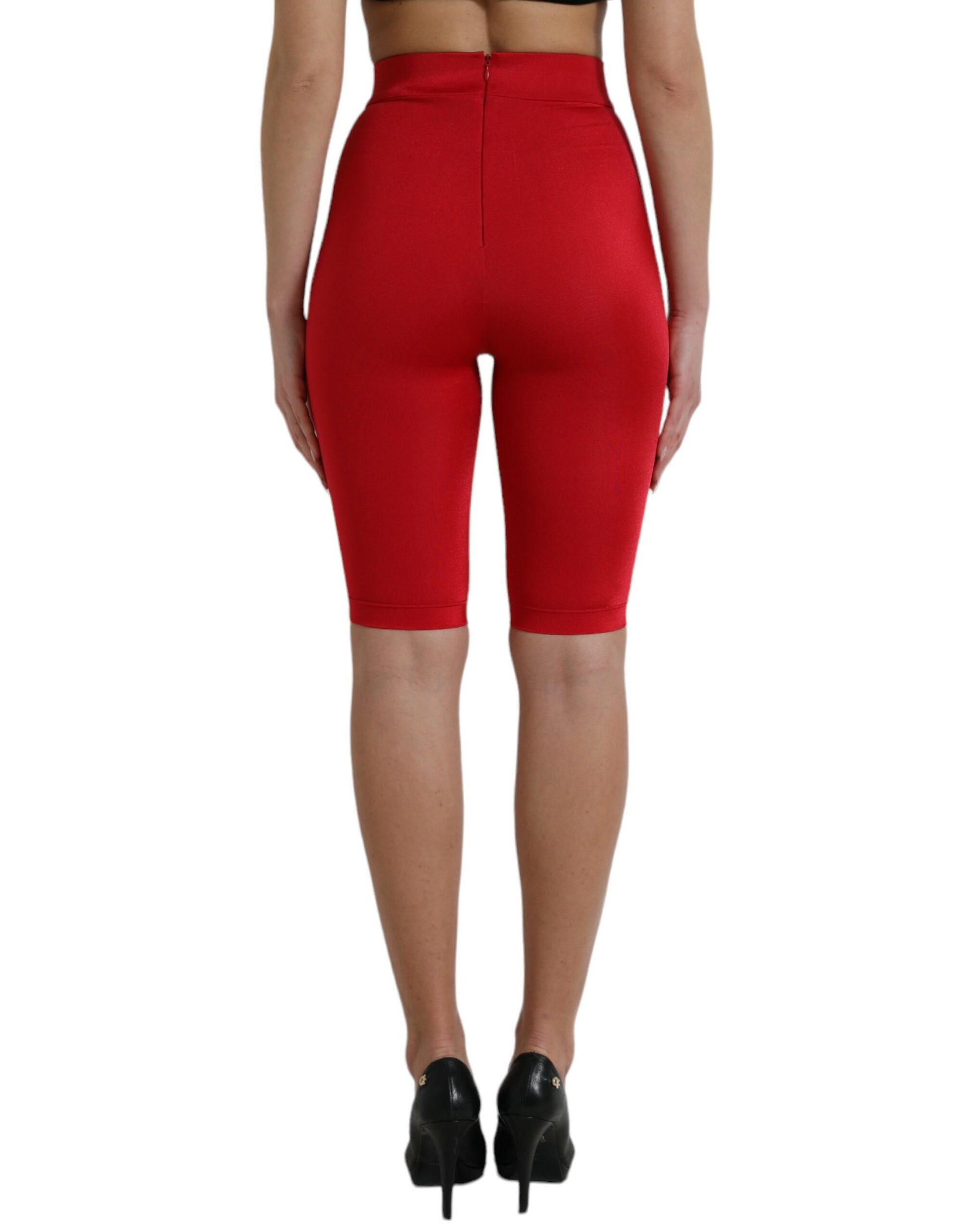 Dolce & Gabbana Red Stretch High Waist Cropped Leggings Pants Dolce & Gabbana