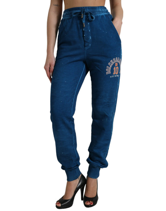Dolce & Gabbana Blue Logo Cotton Jogger Sweatpants Pants Dolce & Gabbana