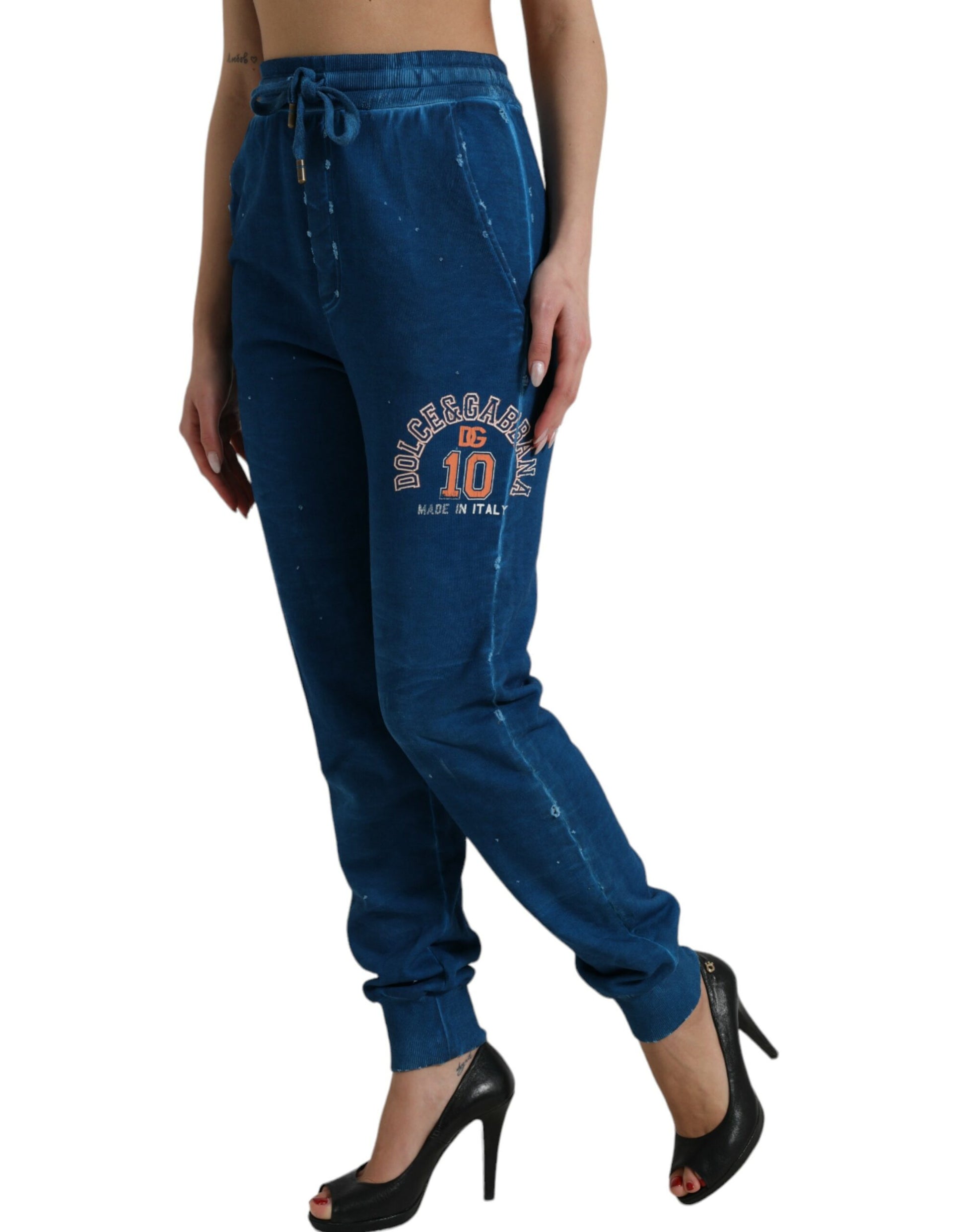 Dolce & Gabbana Blue Logo Cotton Jogger Sweatpants Pants Dolce & Gabbana