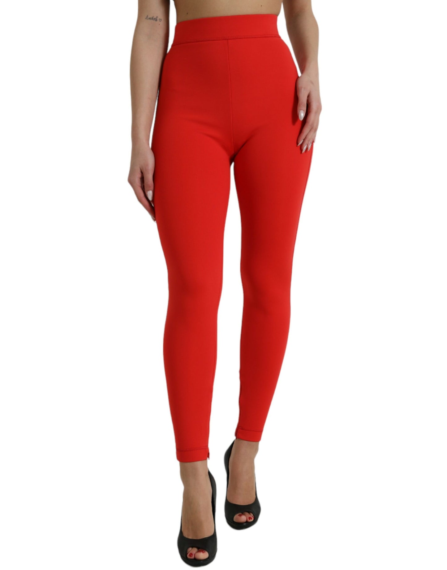 Dolce & Gabbana Red Nylon Stretch Slim Leggings Pants Dolce & Gabbana