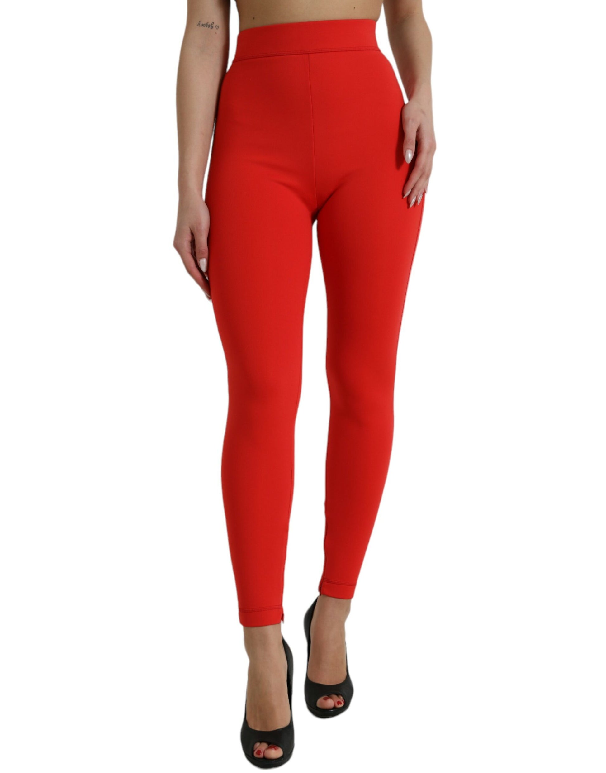 Dolce & Gabbana Red Nylon Stretch Slim Leggings Pants Dolce & Gabbana