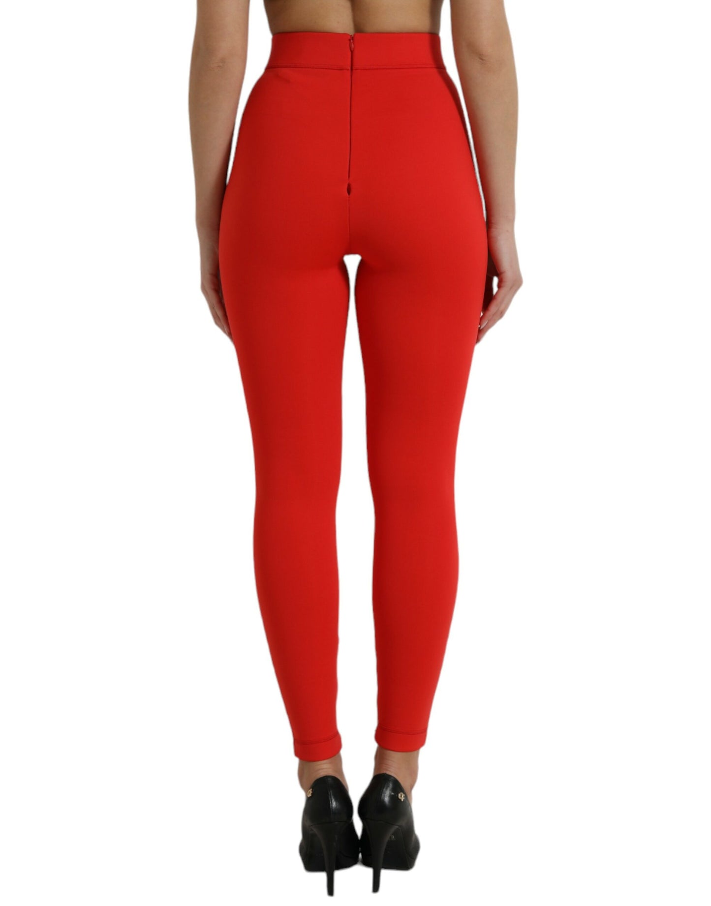Dolce & Gabbana Red Nylon Stretch Slim Leggings Pants Dolce & Gabbana