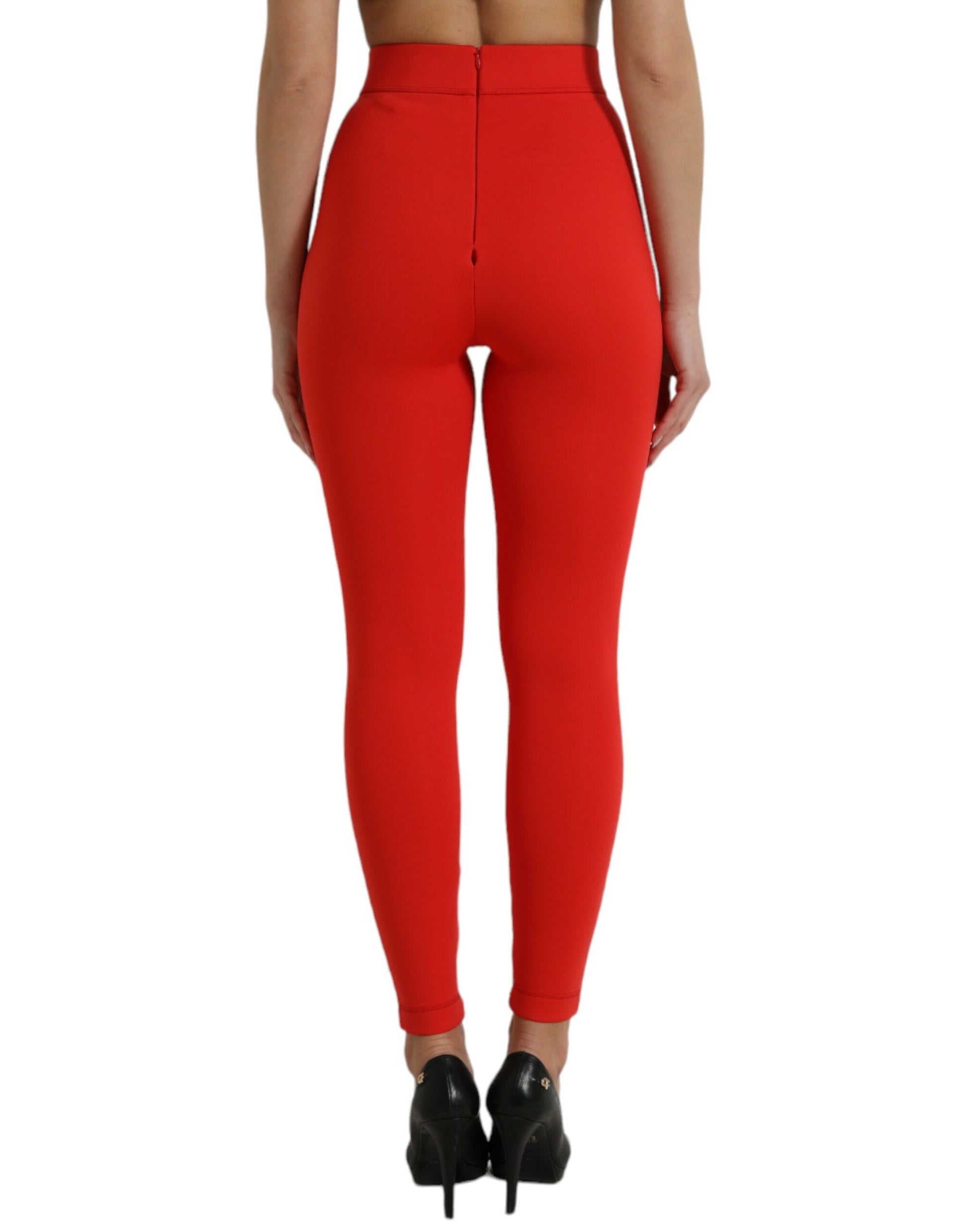 Dolce & Gabbana Red Nylon Stretch Slim Leggings Pants Dolce & Gabbana