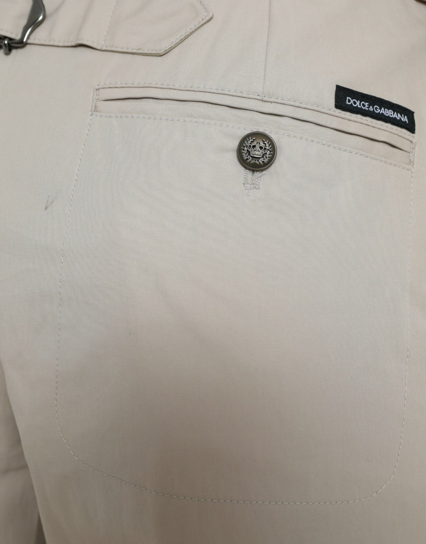 Dolce & Gabbana Beige Cotton High Waist Tapered Pants Dolce & Gabbana