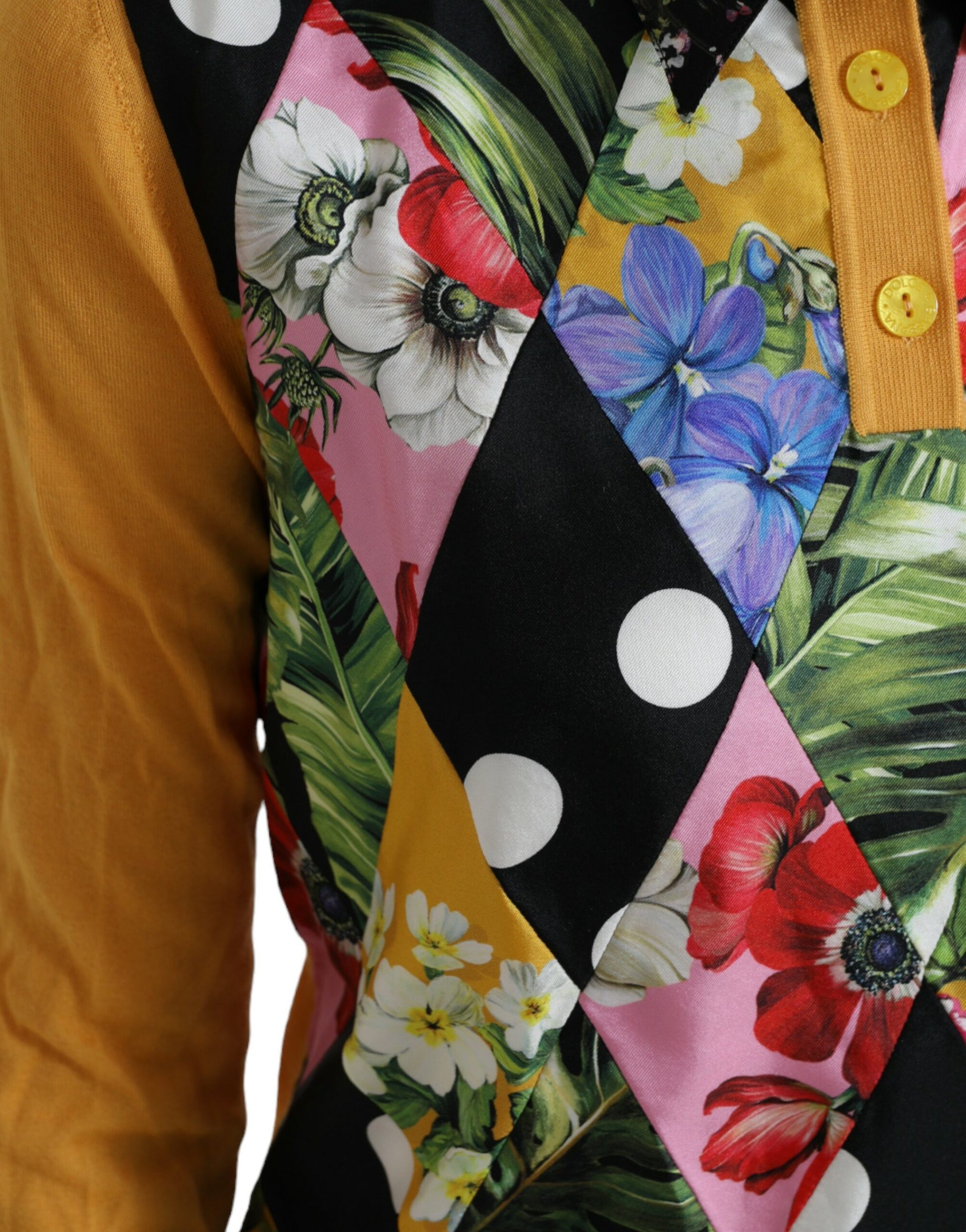 Dolce & Gabbana Multicolor Patchwork Cashmere Henley Sweater Dolce & Gabbana