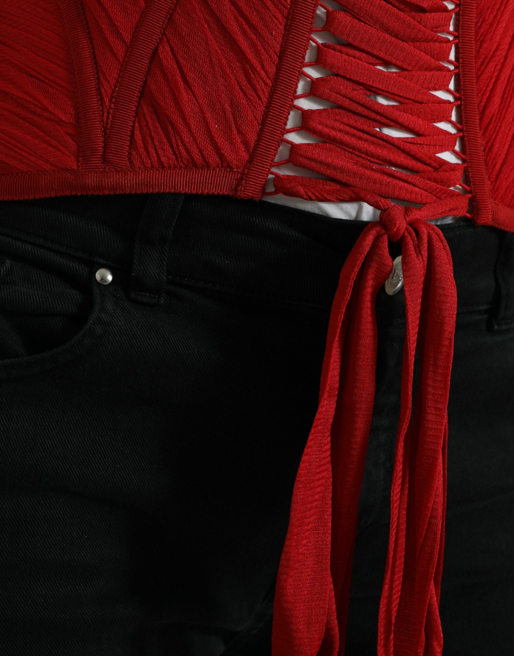 Dolce & Gabbana Red Silk Belt Waist Lace Up Strap Corset Dolce & Gabbana