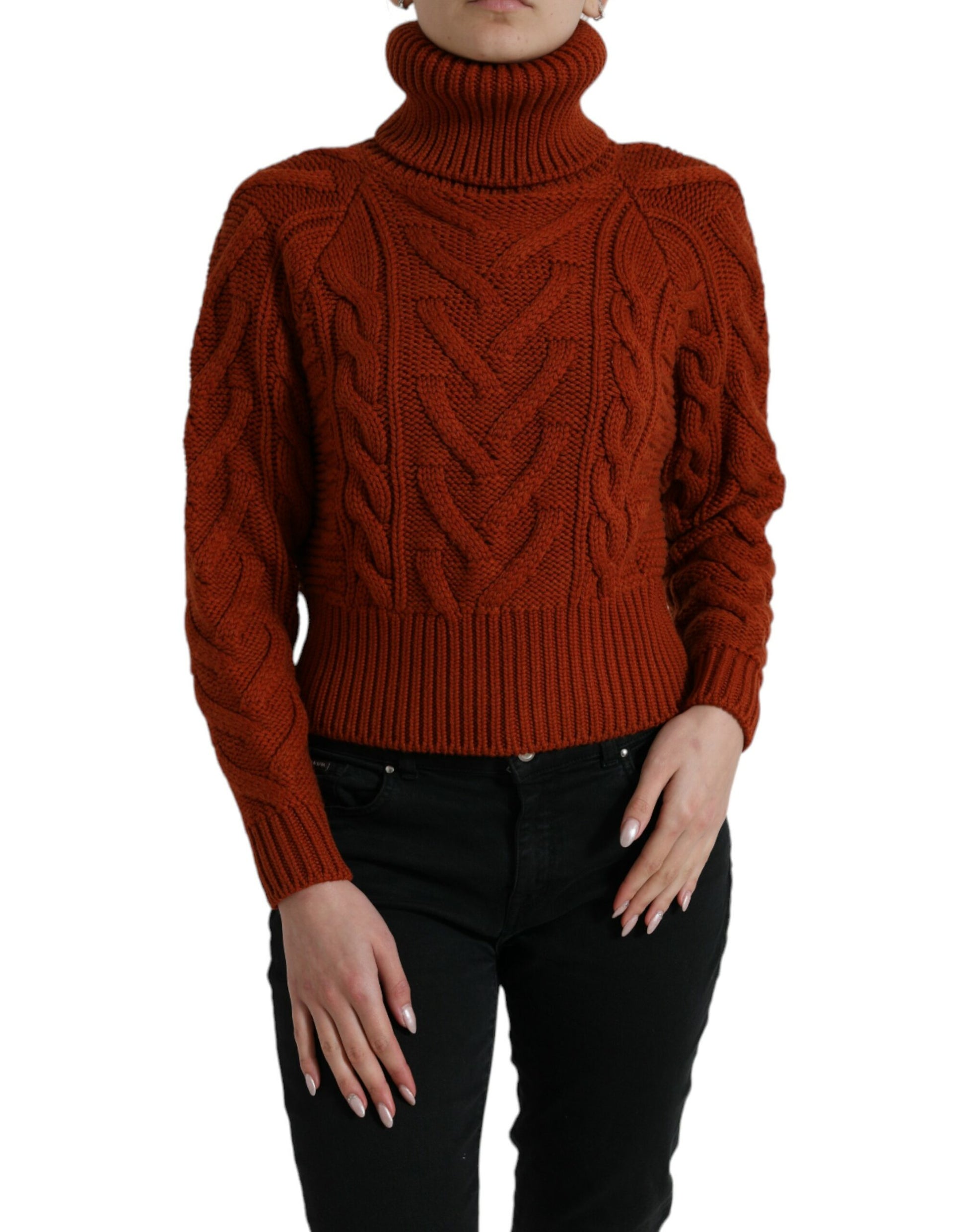 Dolce & Gabbana Brown Wool Knit Turtleneck Pullover Sweater Dolce & Gabbana