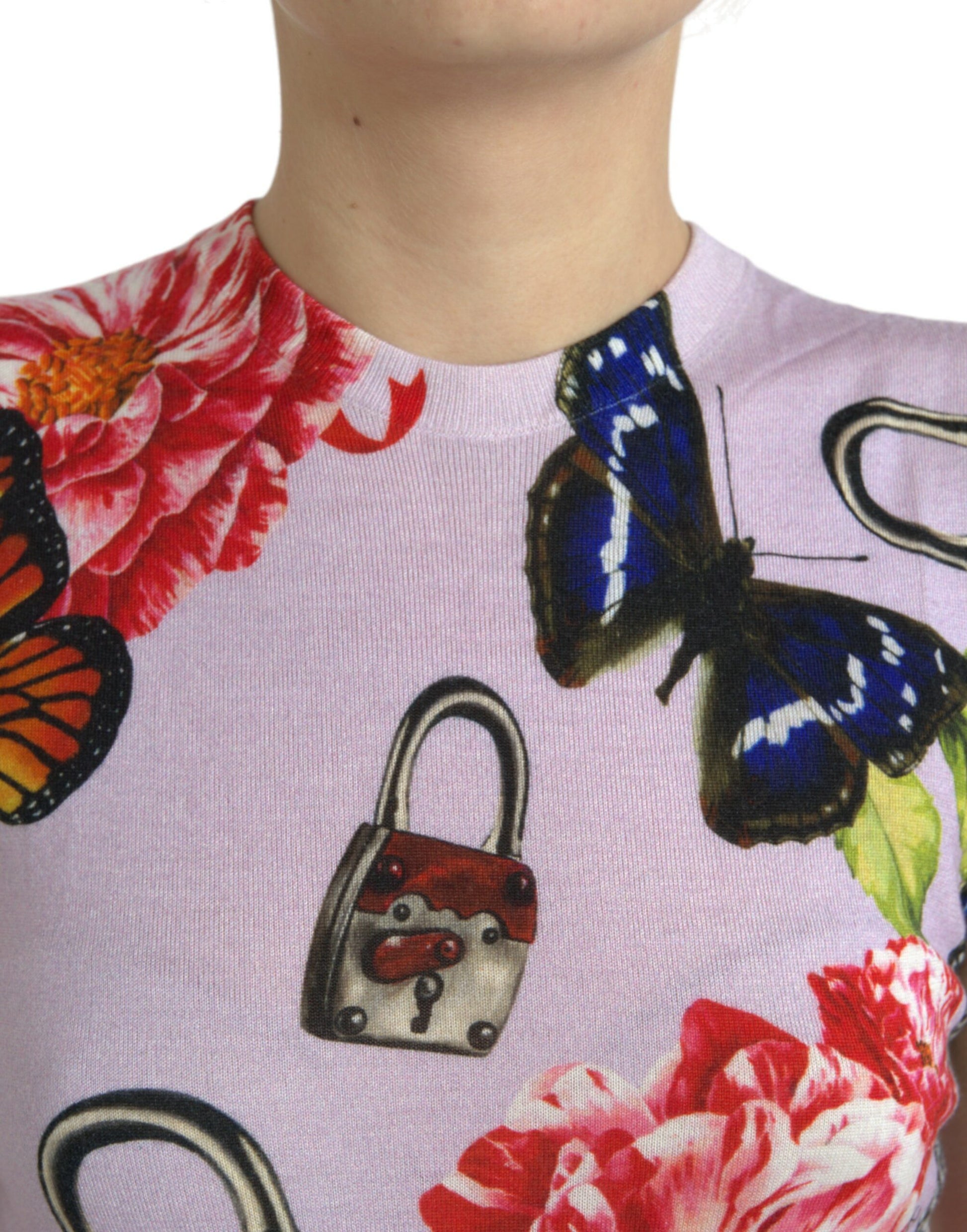 Dolce & Gabbana Multicolor Floral Padlock Butterfly Tank Top Dolce & Gabbana