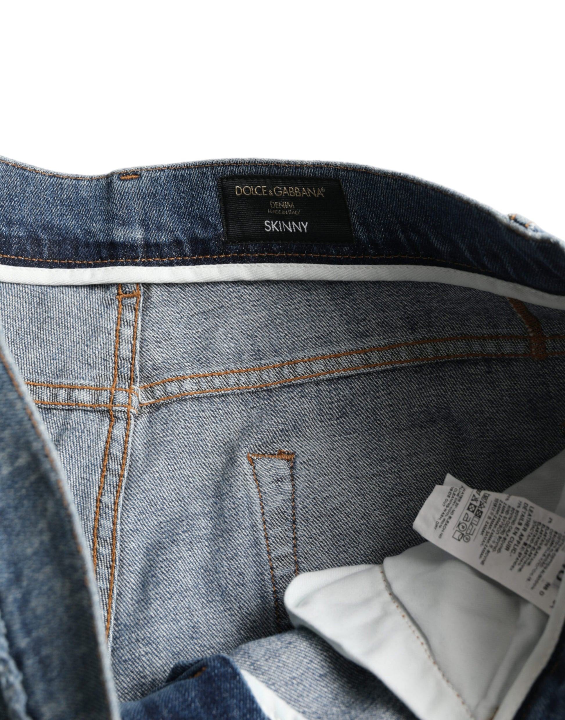 Dolce & Gabbana Blue Washed Skinny Cotton Stretch Denim Jeans Dolce & Gabbana