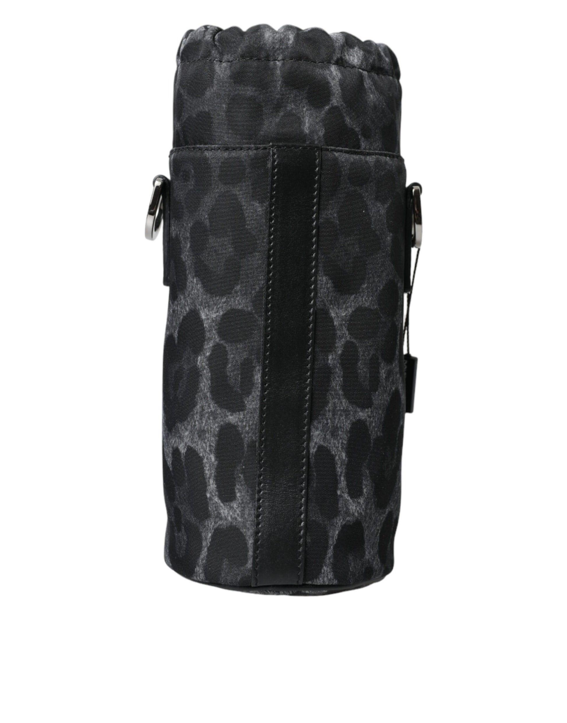 Dolce & Gabbana Black Leopard Round Slim Tote Bottle Cage Bag Dolce & Gabbana